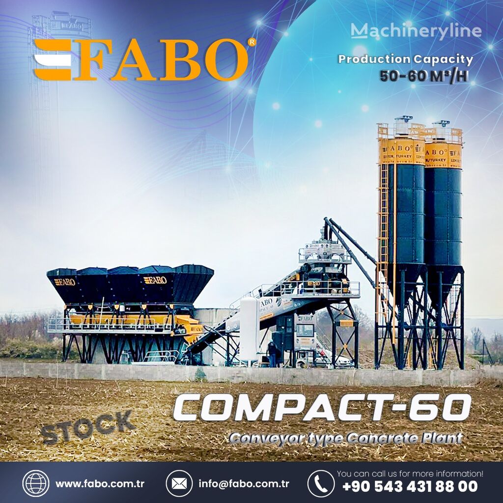 new FABO COMPACT-60 CONCRETE PLANT | CONVEYOR TYPE | READY IN STOCK